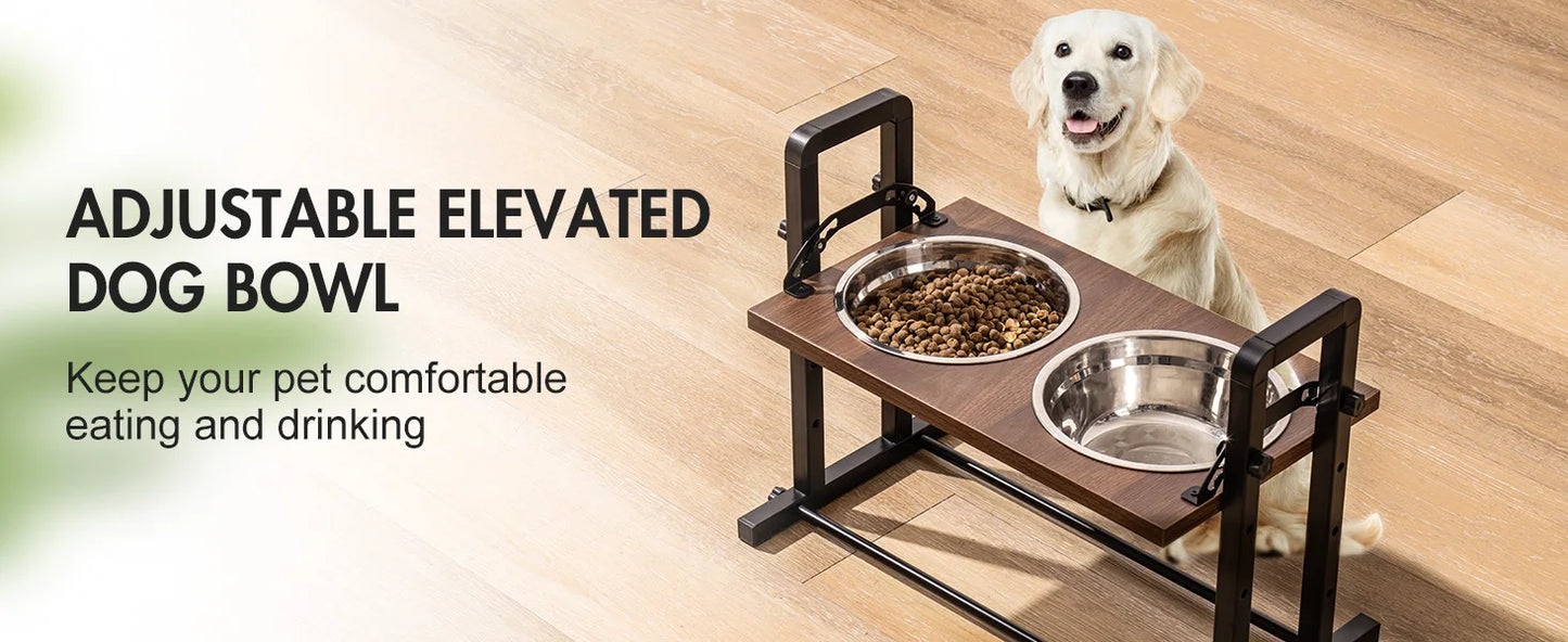 MEWOOFUN Raised Dog Bowl Height Adjustable