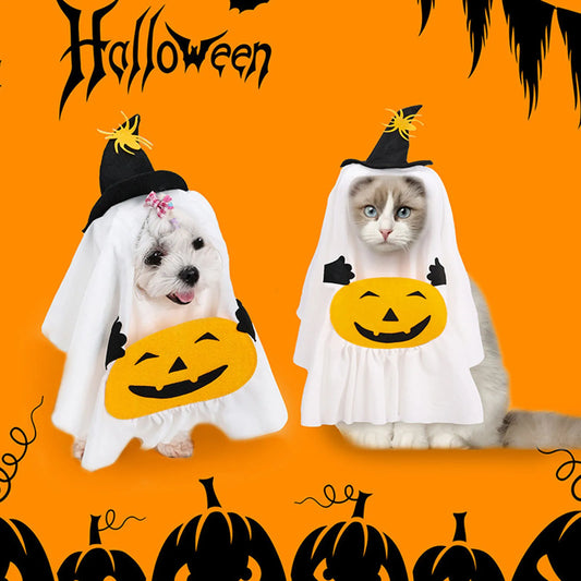 Halloween Ghost Pumpkin Dog Costume