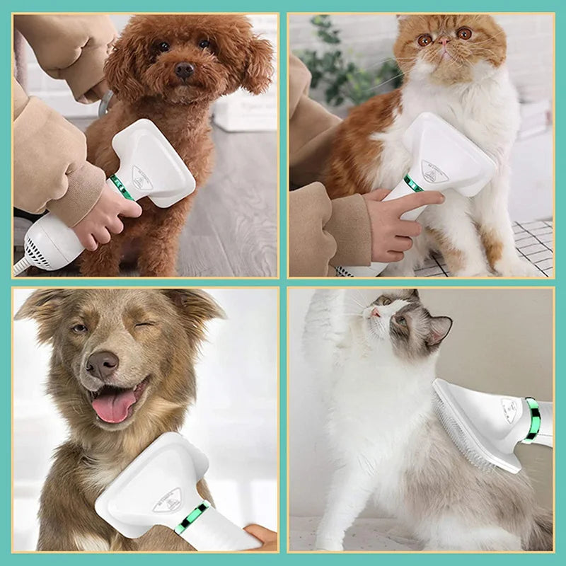Pet Hair Dryer Brush – Portable Dog & Cat Grooming Comb