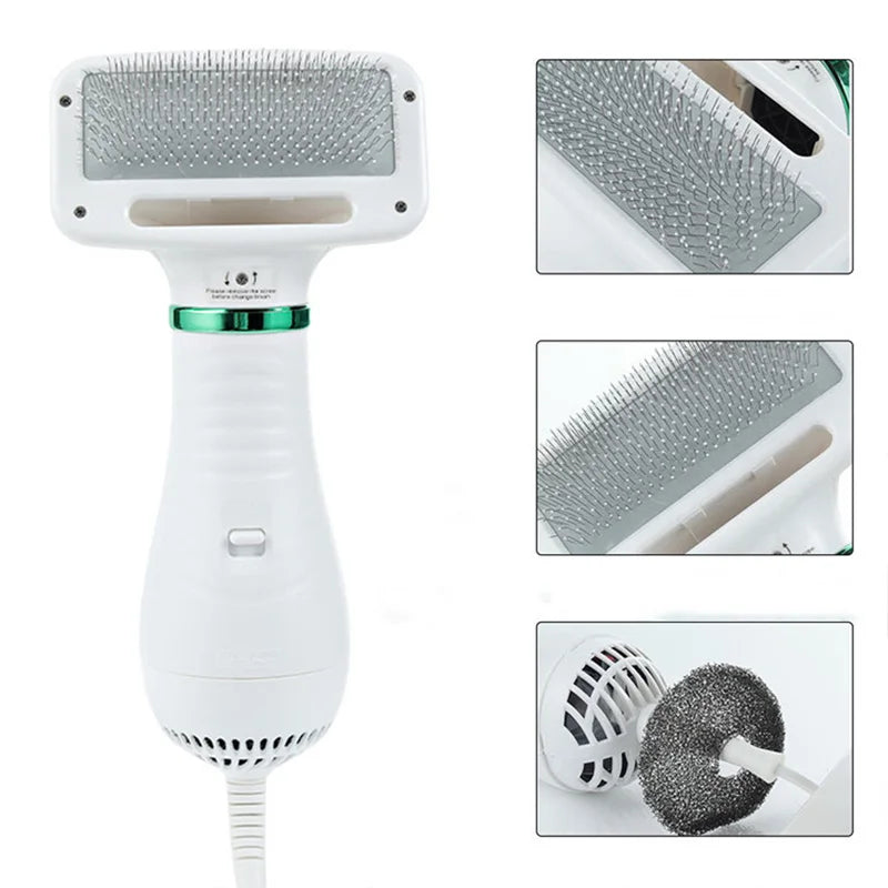 Pet Hair Dryer Brush – Portable Dog & Cat Grooming Comb
