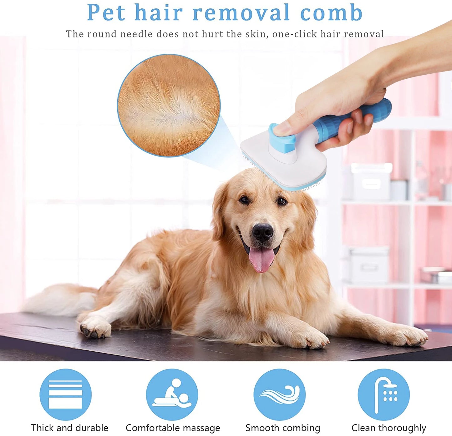 Dog & Cat Hair Remover Brush – Grooming & Bath Comb for Long Hair Pets