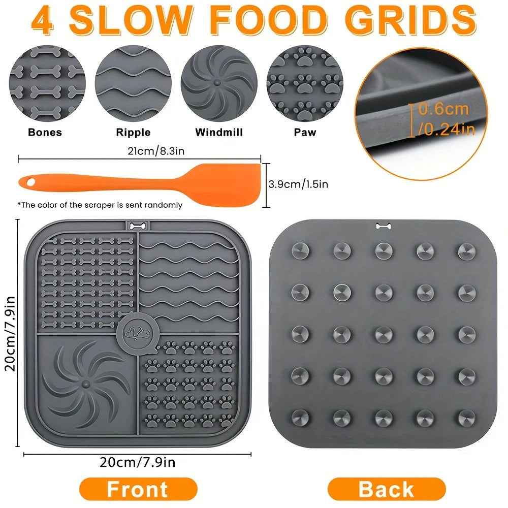 Silicone Slow Feeder Mat for Dogs – Lick Pad & Bathing Distraction Plate