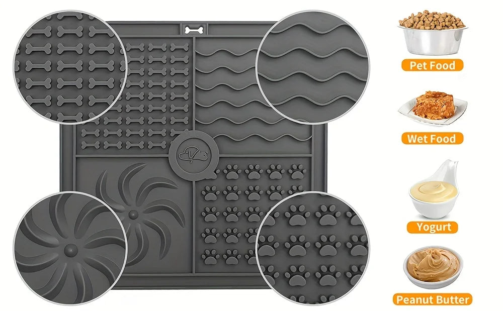 Silicone Slow Feeder Mat for Dogs – Lick Pad & Bathing Distraction Plate