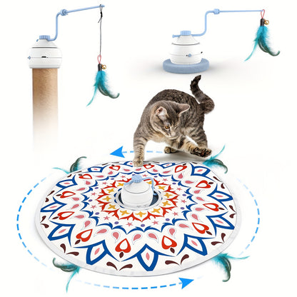 Cat Toys 3-in-1 Smart Interactive Electronic Kitten Toy Random Moving Feather Balls Indoor Exercise Cat Dog Pet Products, Shell Material, with 2 Replacing Fluttering Butterfly And Bring A Fun Surprise, Cat Toys for Indoor Cat