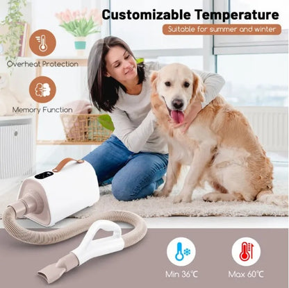 Dog Cat Hair Blower With Negative Ion Function And Adjustable Temperature