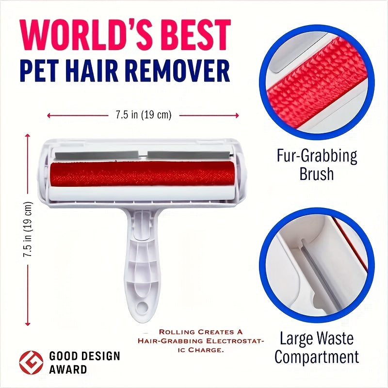 ProPet Fur Remover Tool - Reusable Lint Roller for Pet Hair Removal on Furniture, Carpets, and More - Easy to Use, Self-Cleaning, and Portable