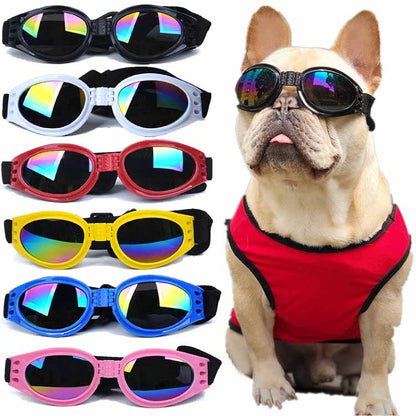 Stylish UV Protection Dog Shades - Adjustable Head Strap, Scratch-Resistant Lenses, Safe and Fashionable Eye Care for Pets