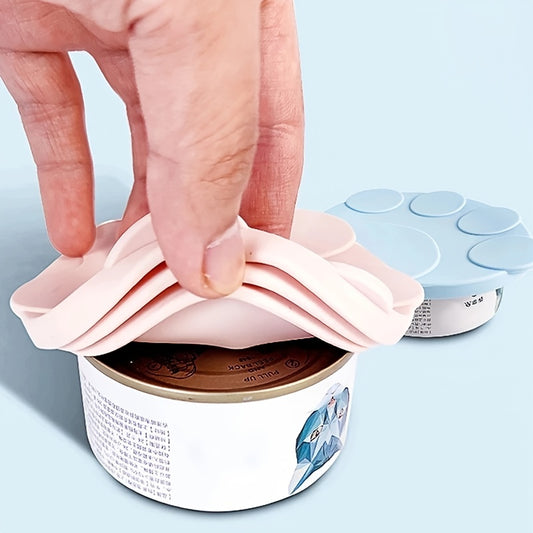 Silicone Pet Food Can Lid with Adorable Cat Paw Design - Reusable, Airtight Seal for Freshness - Ideal for Cat & Dog Food Storage, Silicone Food Storage